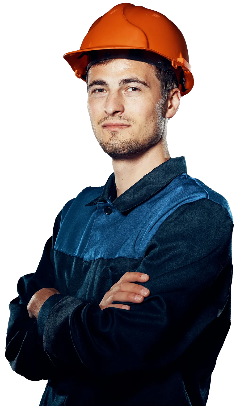 Portrait eines Arbeiters mit einem Helm